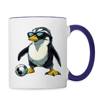 Football pingouin - Mug contrasté - blanc/bleu cobalt - Droite