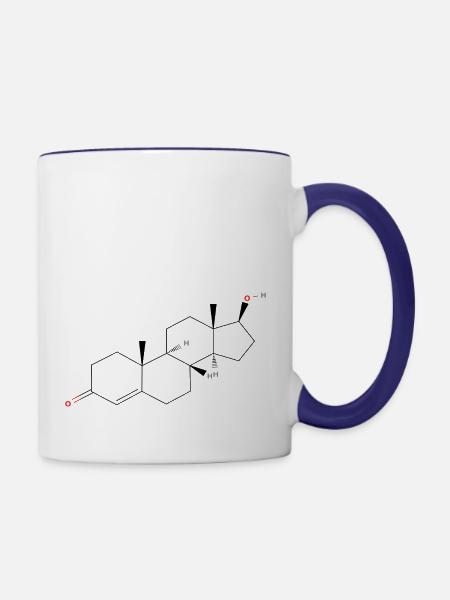 Testosteron-Molekül - Farbige Strukturformel - Tasse zweifarbig - Weiß/Kobaltblau