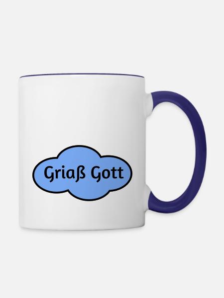 Griaß Gott - Tasse zweifarbig - Weiß/Kobaltblau