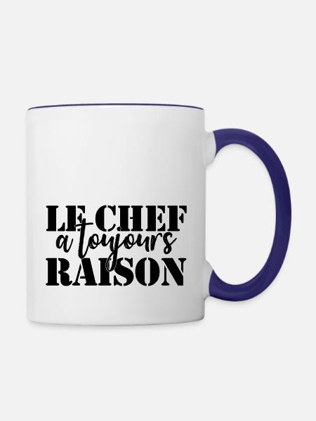 Chef hat immer Recht - Tasse zweifarbig - Weiß/Kobaltblau