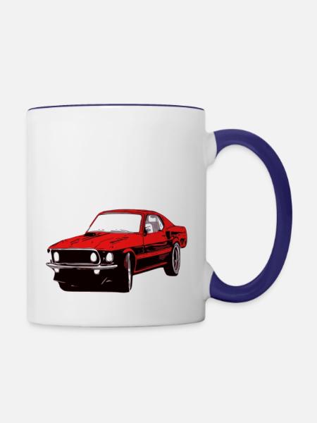 Auto - Tasse zweifarbig - Weiß/Kobaltblau