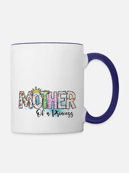 Mutter einer Prinzessin - Tasse zweifarbig - Weiß/Kobaltblau