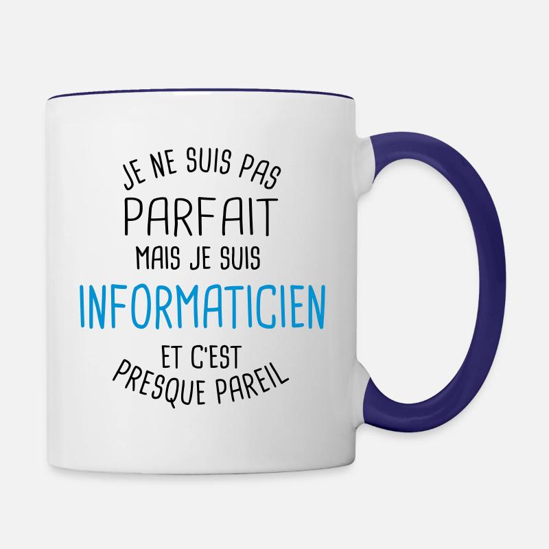 Pas parfait mais informaticien - Mug contrasté - blanc/bleu cobalt