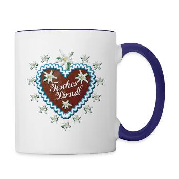 Lebkuchenherz Fesches Dirndl - Tasse zweifarbig - Weiß/Kobaltblau - Rechts