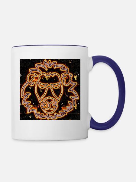 Sternzeichen Löwe - Abbild - 2023 - Tasse zweifarbig - Weiß/Kobaltblau
