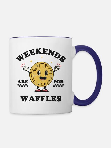 Wochenenden sind für Waffeln - Tasse zweifarbig - Weiß/Kobaltblau