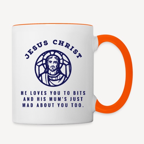 JESUS CHRIST - HE LOVES YOU.... - Contrasting Mug