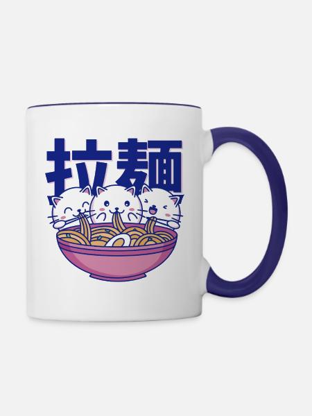 Ramen Katzenclub - Tasse zweifarbig - Weiß/Kobaltblau