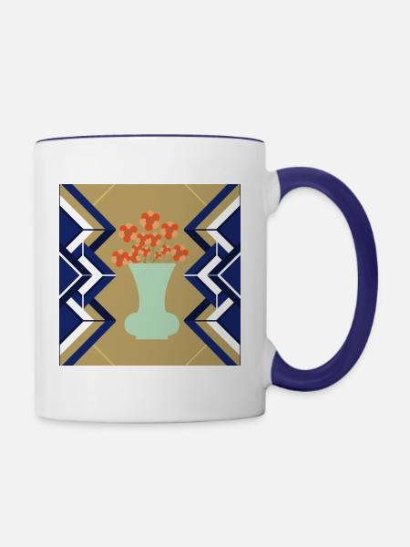 Art Deco - Tasse zweifarbig - Weiß/Kobaltblau