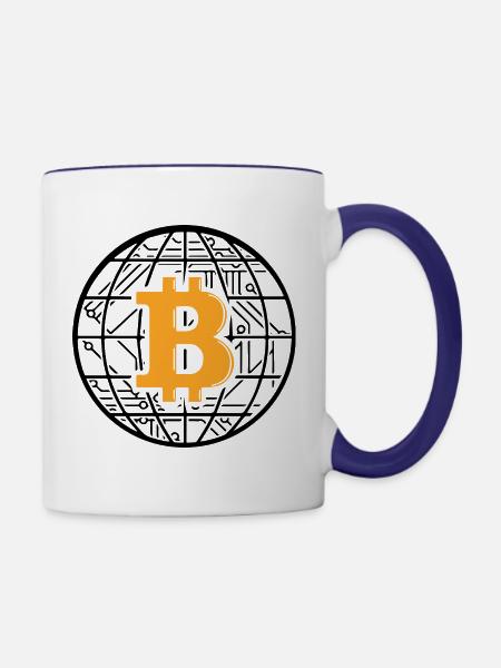 Bitcoin Blockchain Globe - Tasse zweifarbig - Weiß/Kobaltblau