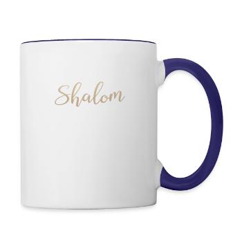 Christian Design with Hebrew Word 'Shalom' and - Contrasting Mug - white/cobalt blue - Right