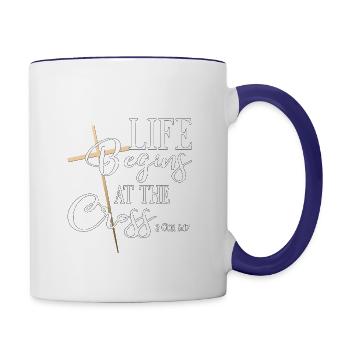 Christian Design Live Begins at the Cross 2 - Contrasting Mug - white/cobalt blue - Right