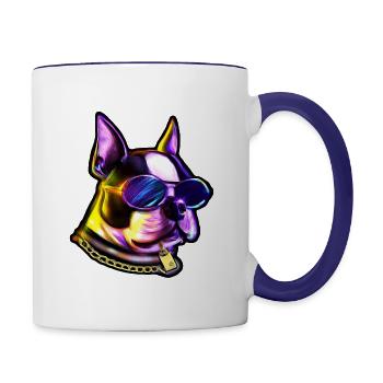 Synthwave Boston - Contrasting Mug - white/cobalt blue - Right
