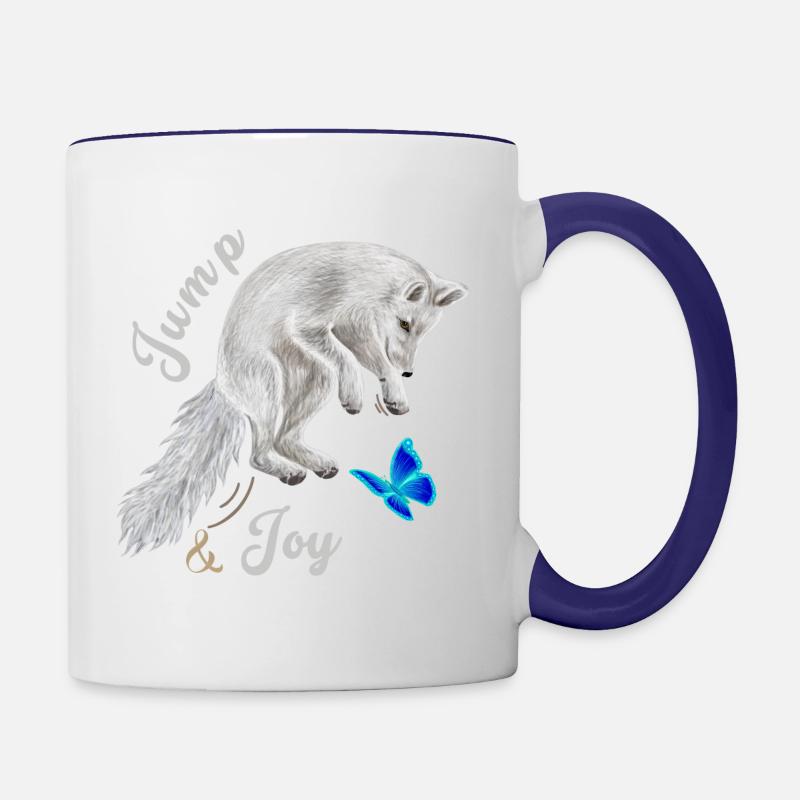 Fuchs springend - Tasse zweifarbig - Weiß/Kobaltblau