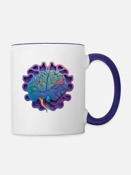 purple brain Geschenk - Tasse zweifarbig - Weiß/Kobaltblau