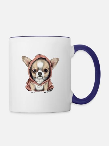 Chihuahua - Tasse zweifarbig - Weiß/Kobaltblau