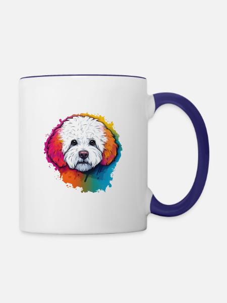 Bichon Frise - Tasse zweifarbig - Weiß/Kobaltblau