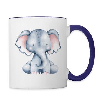 süßer kleiner elefant - Tasse zweifarbig - Weiß/Kobaltblau - Rechts