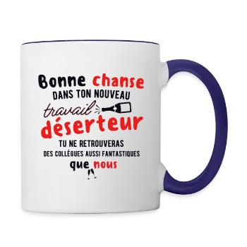 Départ collègue Déserteur humour apéro bière - Mug contrasté - blanc/bleu cobalt - Droite