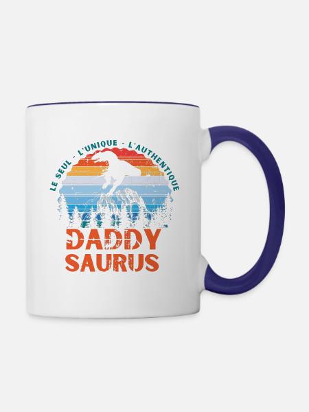 Papa Saurus - Tasse zweifarbig - Weiß/Kobaltblau