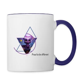Hybride hibou-dragon - Mug contrasté - blanc/bleu cobalt - Droite