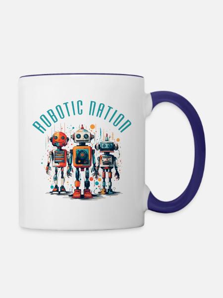 Roboter-Nation 2 - Tasse zweifarbig - Weiß/Kobaltblau