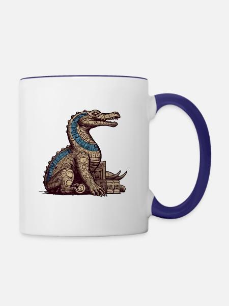 Ägyptisches Krokodil Nr. 2 - Tasse zweifarbig - Weiß/Kobaltblau