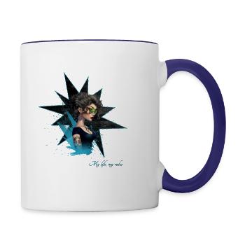 Fille rock - Mug contrasté - blanc/bleu cobalt - Droite