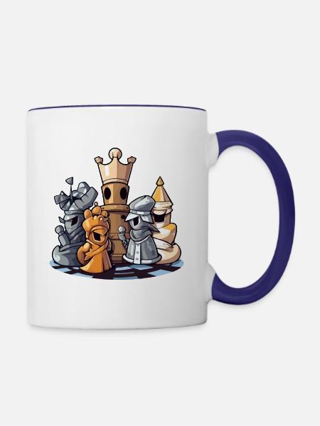 Schachfiguren Nr. 5 - Tasse zweifarbig - Weiß/Kobaltblau