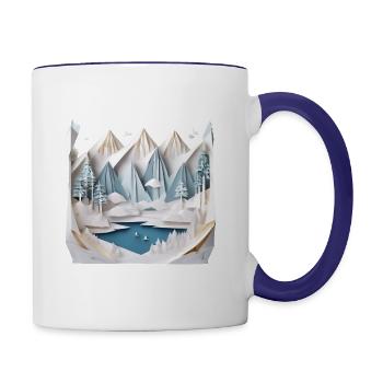 Winterlandschaft Origami 1 - Tasse zweifarbig - Weiß/Kobaltblau - Rechts