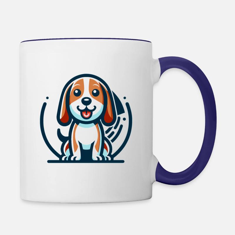 Chiot Beagle joyeux - Mug contrasté - blanc/bleu cobalt
