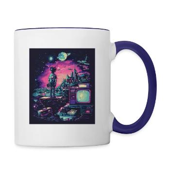 Retro gaming odyssey - Contrasting Mug - white/cobalt blue - Right