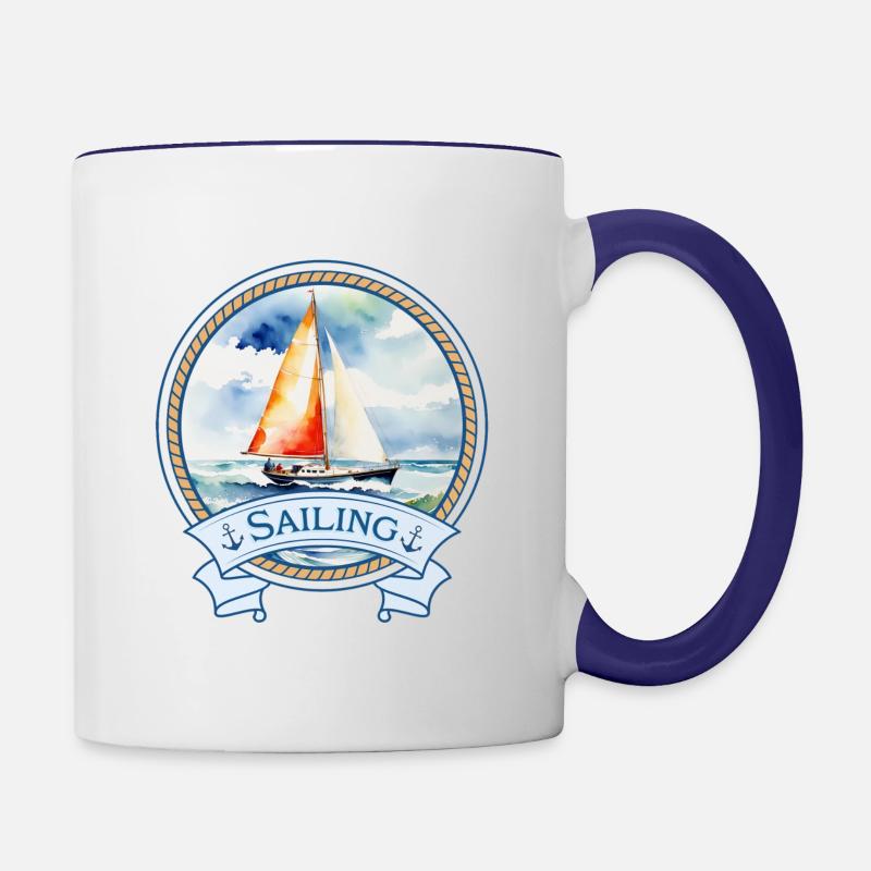 Voile - Mug contrasté - blanc/bleu cobalt