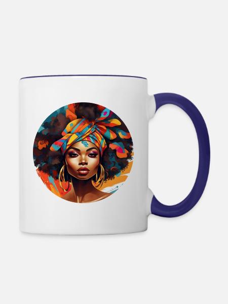 Afro Style Bunte Harmonie - Tasse zweifarbig - Weiß/Kobaltblau