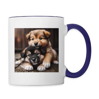 Cuddly puppies - Contrasting Mug - white/cobalt blue - Right