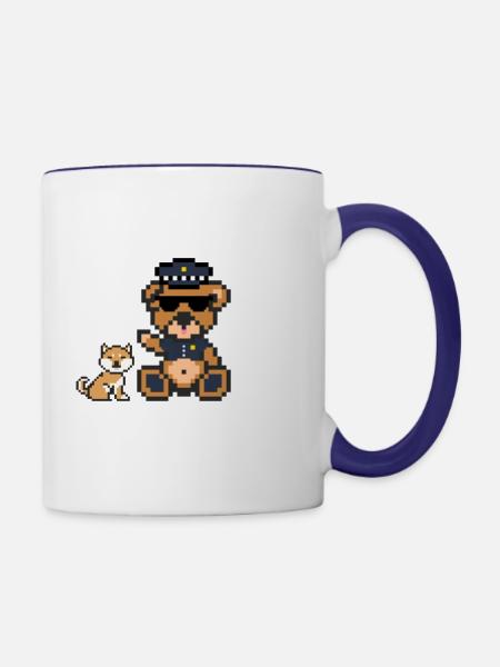 Pixel Bear Schriftart - Tasse zweifarbig - Weiß/Kobaltblau