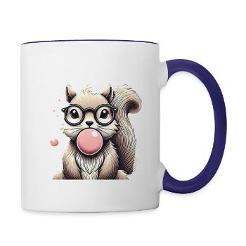 Cool Squirrel with Bubblegum Glasses - Contrasting Mug - white/cobalt blue - Right