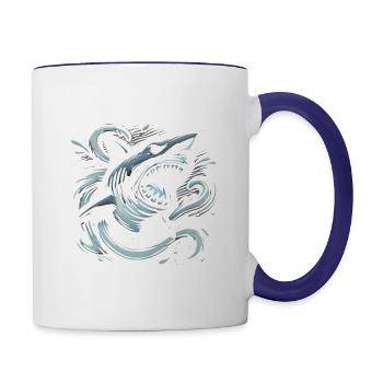 Nightmarish Shark in Dark Waters - Tasse zweifarbig - Weiß/Kobaltblau - Rechts