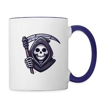 faucheuse souriante faux illustration - Mug contrasté - blanc/bleu cobalt - Droite