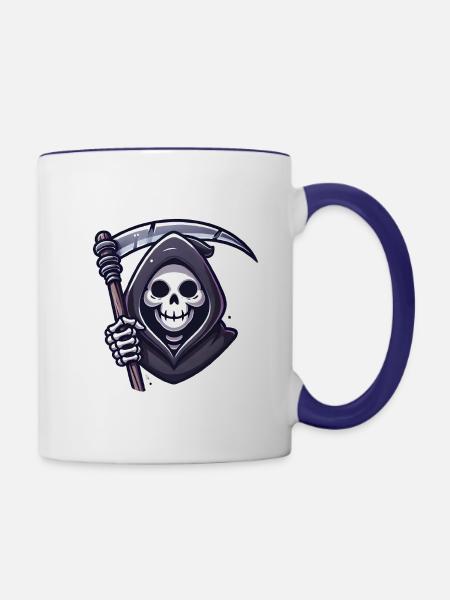 Sensenmann Lächelnde Sense Illustration - Tasse zweifarbig - Weiß/Kobaltblau