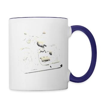 Vintage Classic Motorcycle Illustration - Contrasting Mug - white/cobalt blue - Right