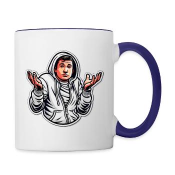 Drôle dessin animé geste sweat à capuche - Mug contrasté - blanc/bleu cobalt - Droite
