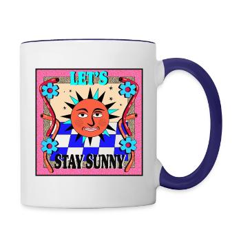 Stay Sunny_ Retro Design - Tasse zweifarbig - Weiß/Kobaltblau - Rechts