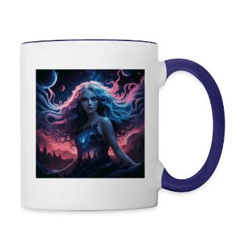 Cosmic goddess of nature - Contrasting Mug - white/cobalt blue - Right