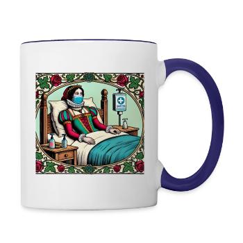 Funny Medieval Princess in Quarantine - Contrasting Mug - white/cobalt blue - Right