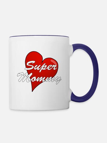 SUPER MOMMY - Tasse zweifarbig - Weiß/Kobaltblau
