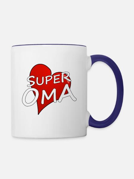 SUPER OMA - Tasse zweifarbig - Weiß/Kobaltblau