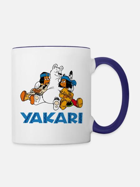 Yakari mit Schneeball - Tasse zweifarbig - Weiß/Kobaltblau