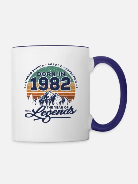 Legenden werden 1982 geboren - Tasse zweifarbig - Weiß/Kobaltblau
