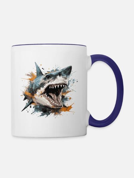 Sharkhead - Tasse zweifarbig - Weiß/Kobaltblau